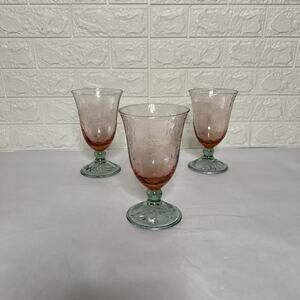 Set of 3 Pfaltzgraff Garden Party Goblets – Pink & Green Iced Tea Glasses-7 1/8"